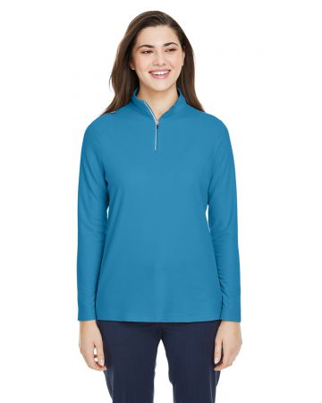 Core 365 Ladies' Fusion ChromaSoft� 6-ounce 100% Polyester Moisture Wicking Performance Pique Quarter-Zip Jacket