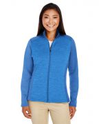 Devon & Jones Ladies' Newbury Colorblock Melange Fleece Full-Zip