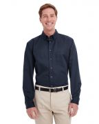 Harriton Men's Tall Foundation 100% Cotton Long-Sleeve Twill Shirt with Teflon