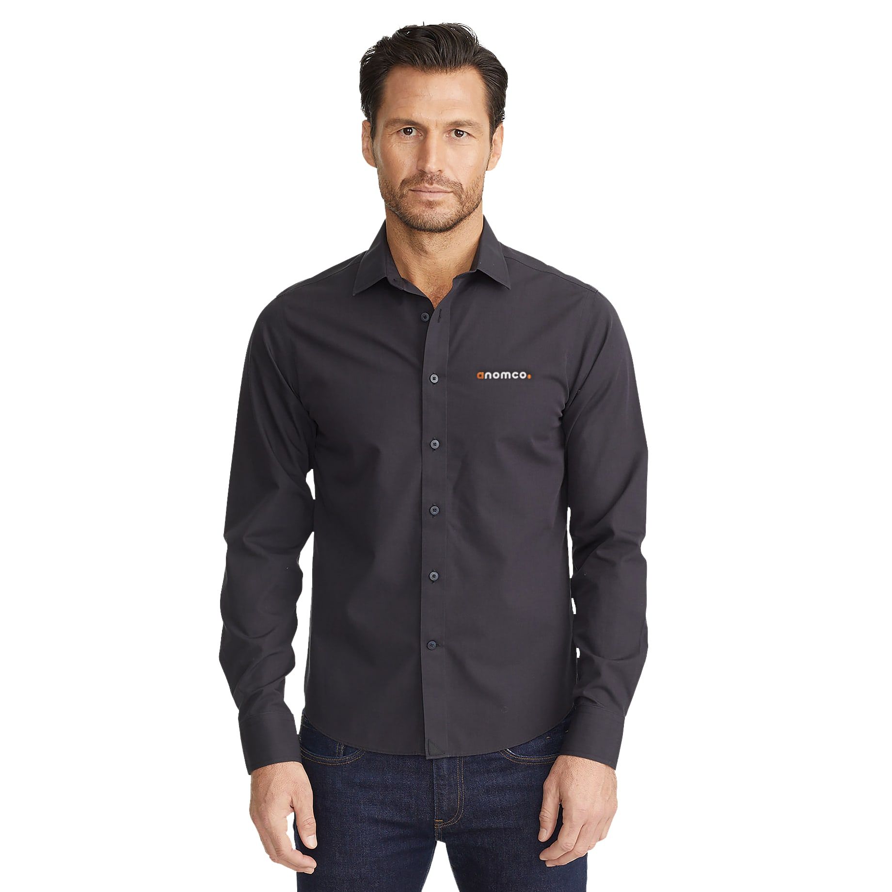 UNTUCKit Men's Regular Fit Black Stone 100% Cotton Long Sleeve Button Up Dress Shirt - Wrinkle Free