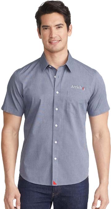 UNTUCKit Men's Petrus Regular Fit 100% Cotton Short Sleeve Dress Shirt - Wrinkle Free